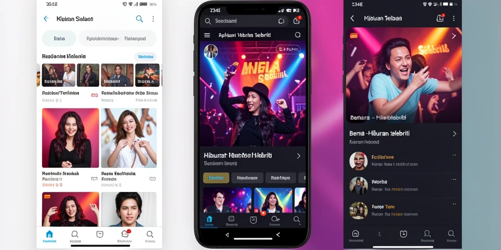 Antarmuka utama 234E yang menampilkan berita hiburan selebriti terbaru.