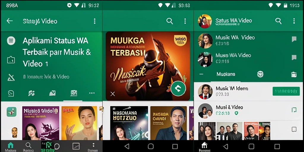 Tampilan antarmuka 898A untuk memilih dan mengedit Status WA Video.
