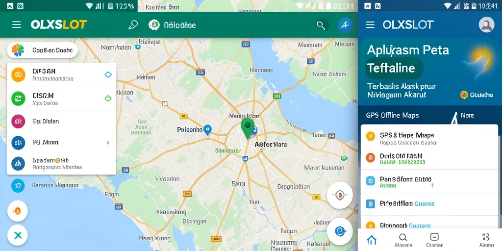 Tampilan antarmuka OLXSLOT dengan fitur GPS Offline Maps yang intuitif.